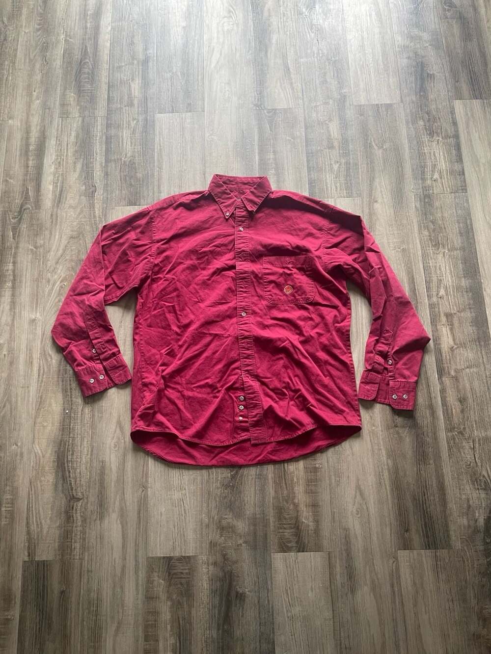 Wrangler TwentyX Mens Red Cotton Twill Long Sleeve Western Button Down Shirt